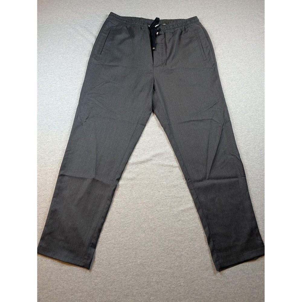 Altea Milano Pants Mens XL Gray Wool Elastic Waist Drawstring Dress Trousers